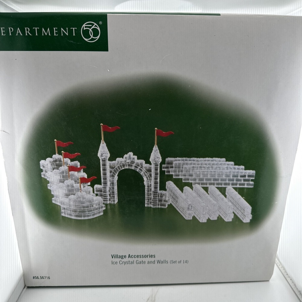 Dept 56 Village Accessories Ice Crystal Gate and Walls, Set of 14, 56.56716